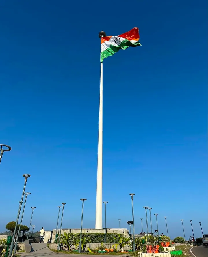 The Indian flag flying at Flag Point on the Sri Vijaya Puram waterfront