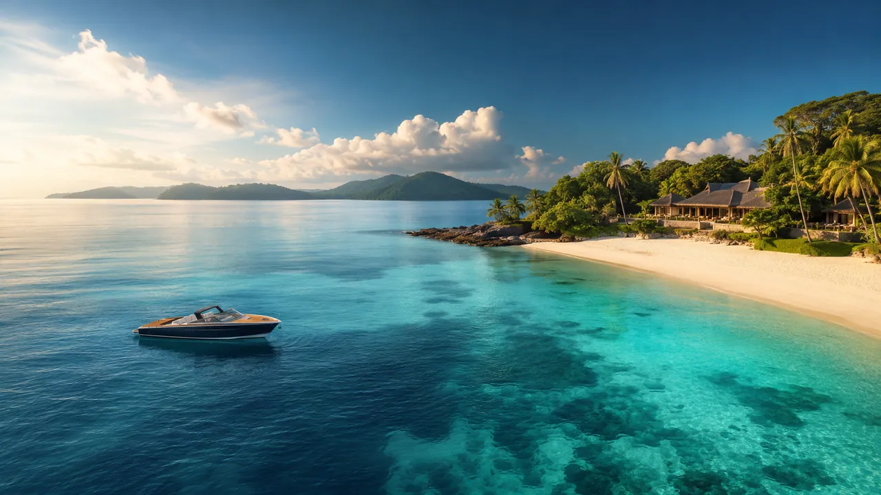 Tropical Andaman islands surrounded by clear blue sea