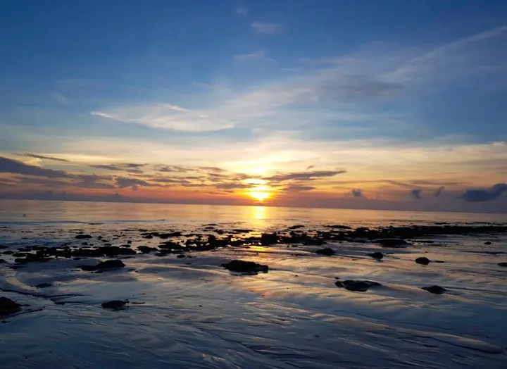 Sunset colours over Laxmanpur Beach on Shaheed Dweep