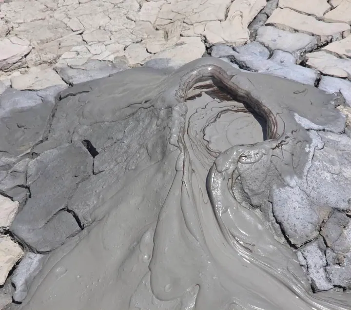 The natural mud volcano landscape on Baratang Island