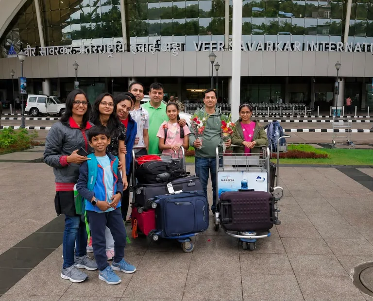 Families welcomed with flowers at the start of their Andaman trip